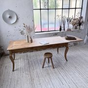 Table de ferme merisier pieds galbés XIXème