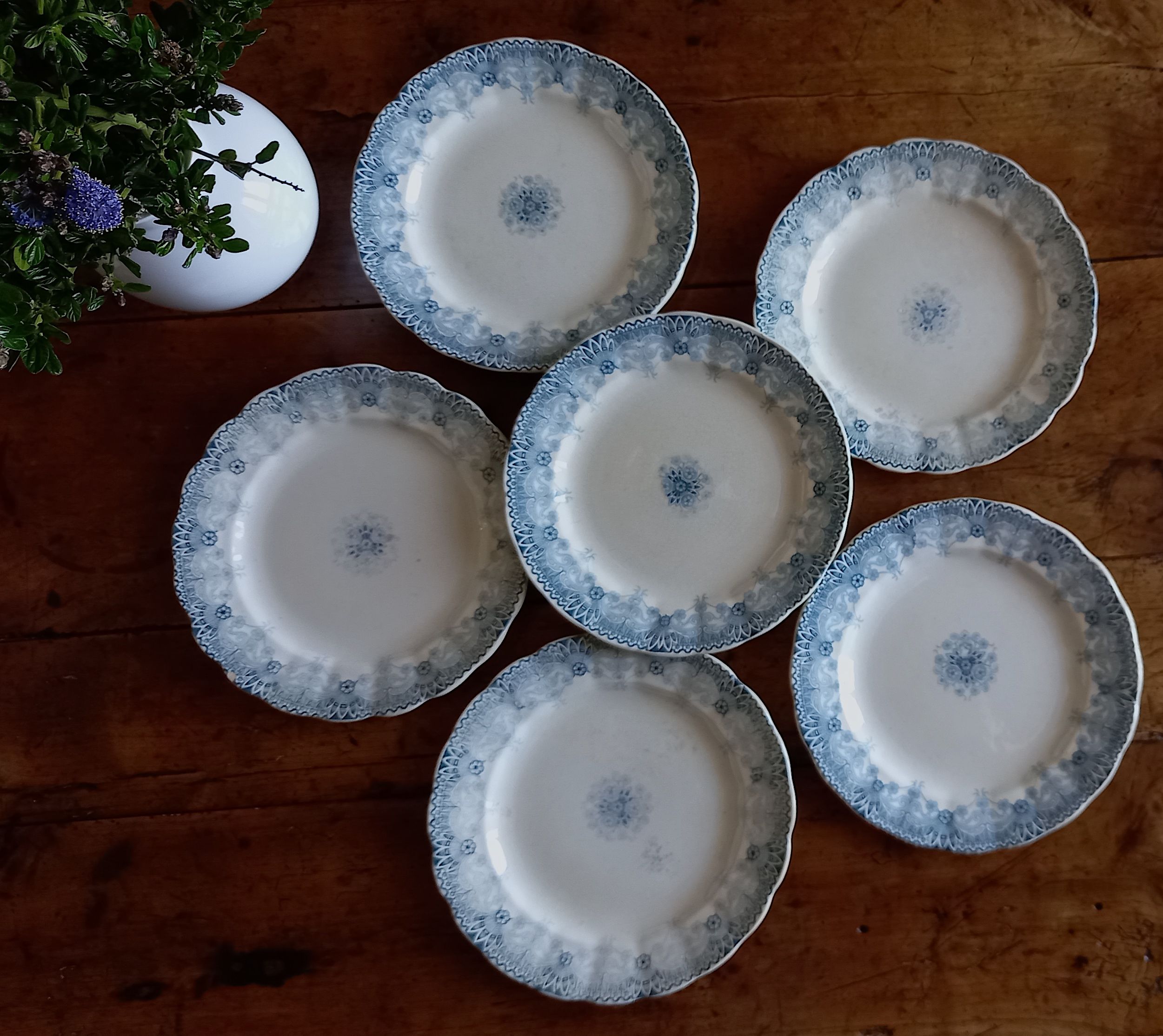 Set of 6 plates iron earth H Boulenger Choisy-le-Roi