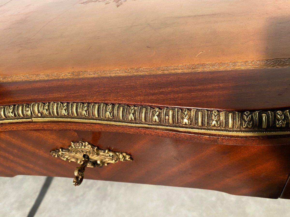 Louis XV style mahogany veneer flat desk