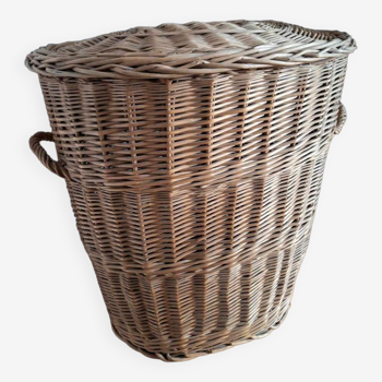 Very large vintage rattan basket, retro wicker decoration