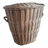 Very large vintage rattan basket, retro wicker decoration
