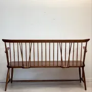 Vintage mid-century slatted bench from the 1960s.