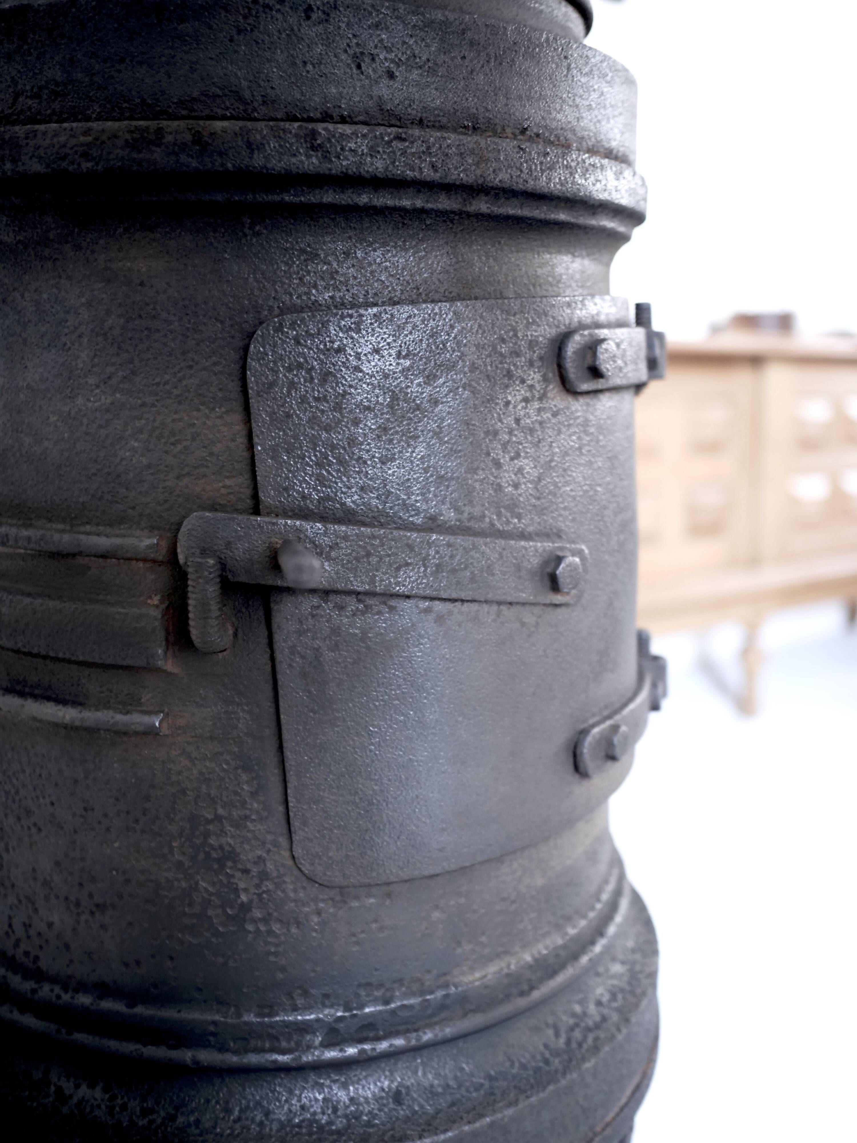 Workshop cast iron stove, late 19th century, raw wabi-sabi design.
