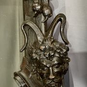 Mirror 191x122 cm period XIXth in natural wood, decoration of chimeras, satyrs