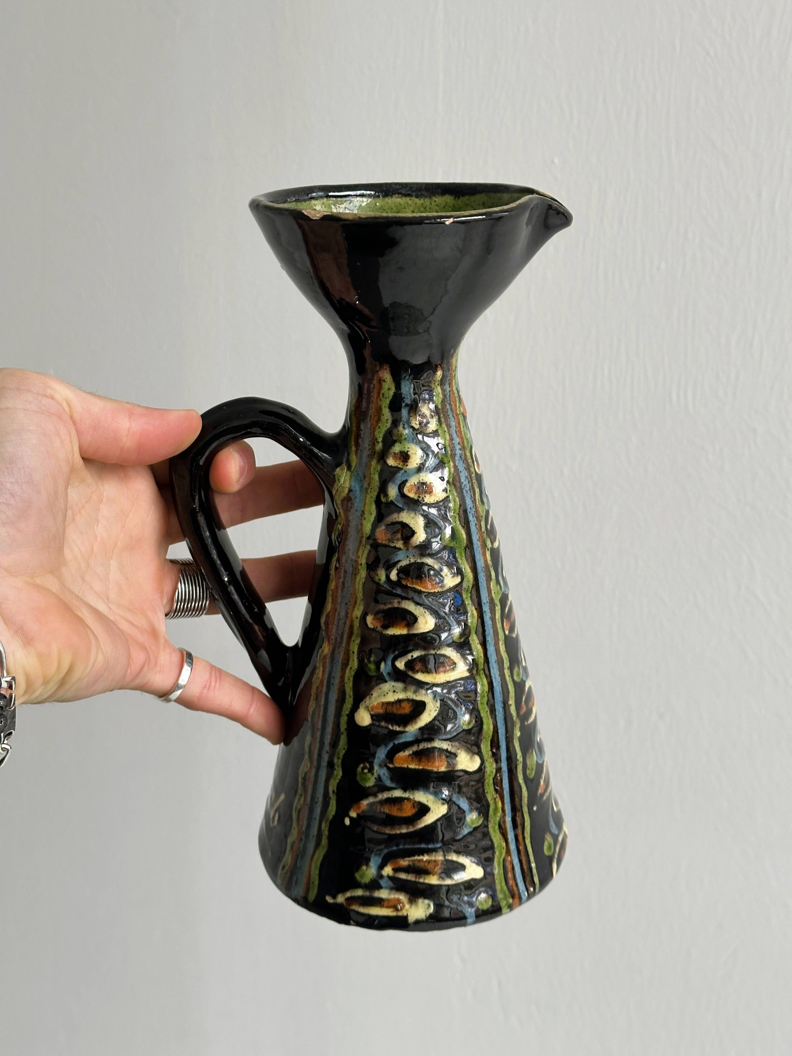 Pitcher, hand painted ceramic decorative pottery