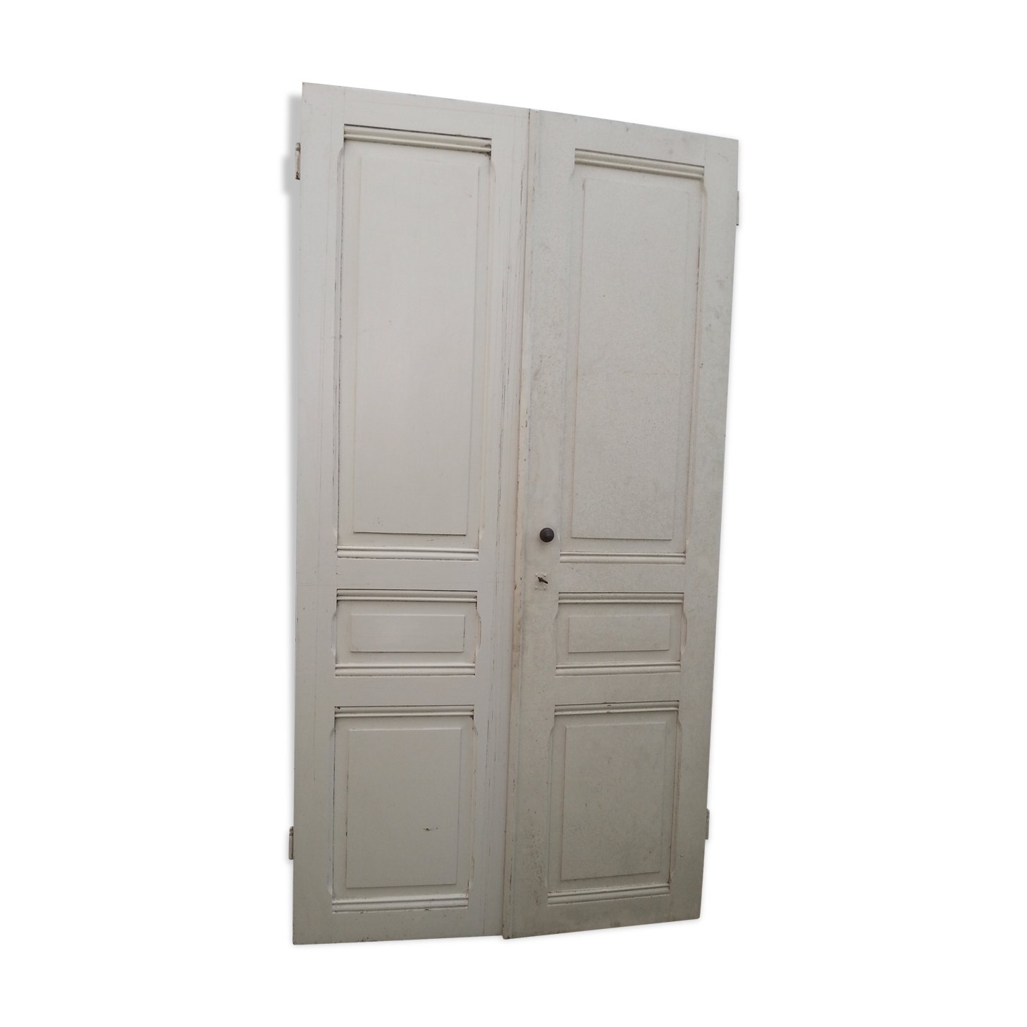 Pair of old beautiful white patina separation doors