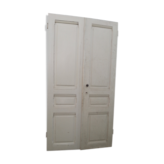 Pair of old beautiful white patina separation doors