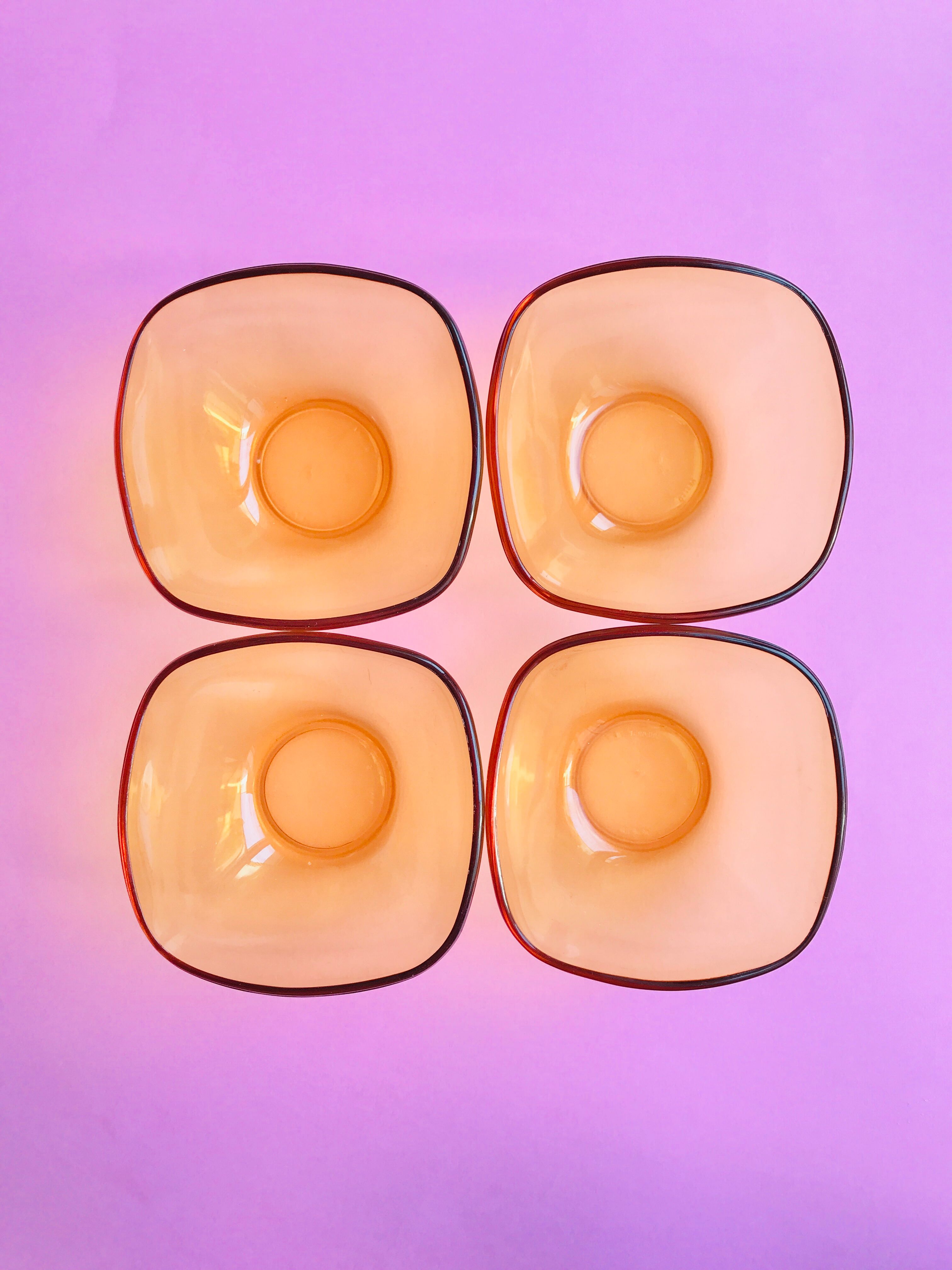 4 bowls amber 70s vereco