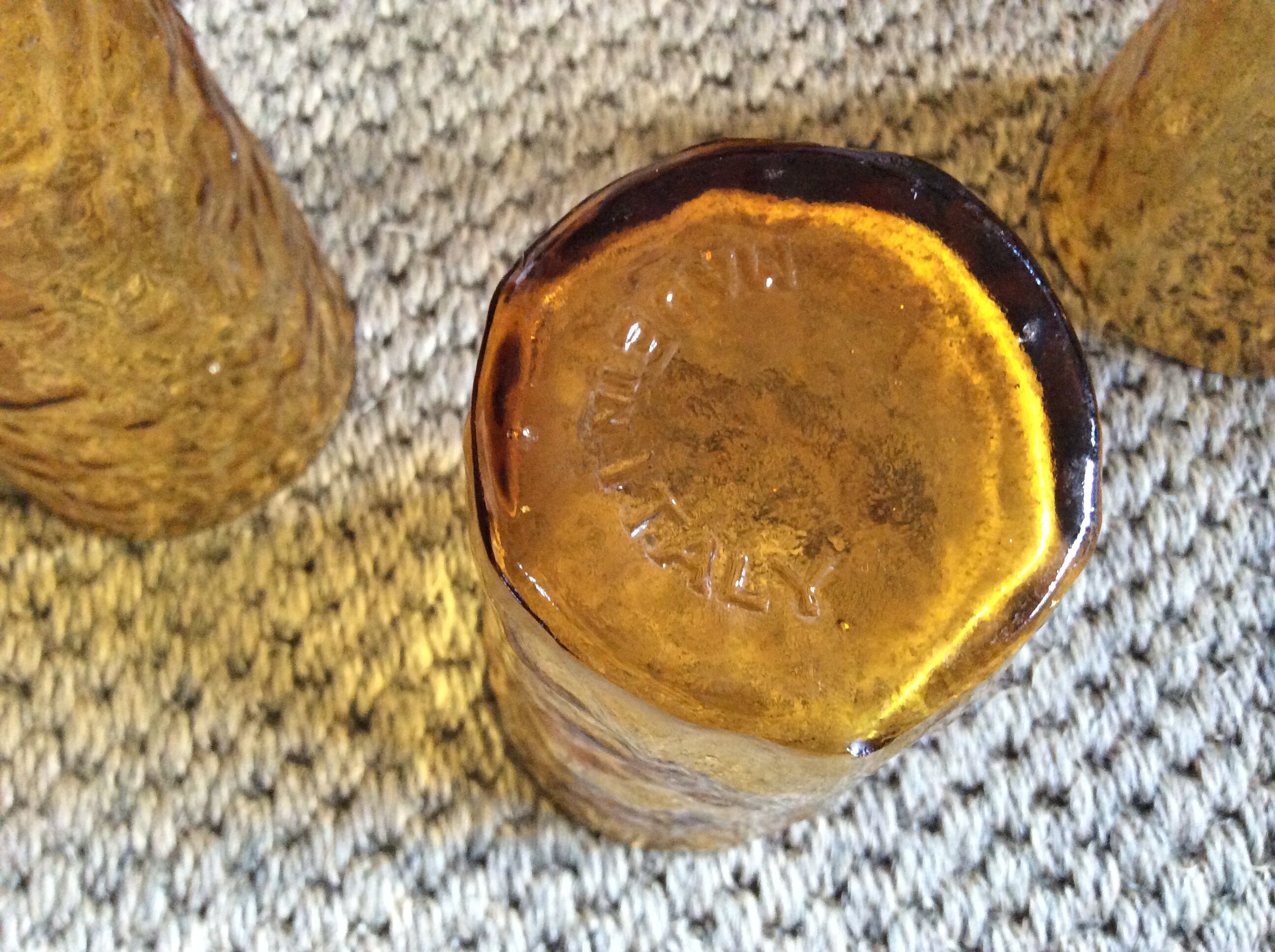 Series of 6 amber glasses