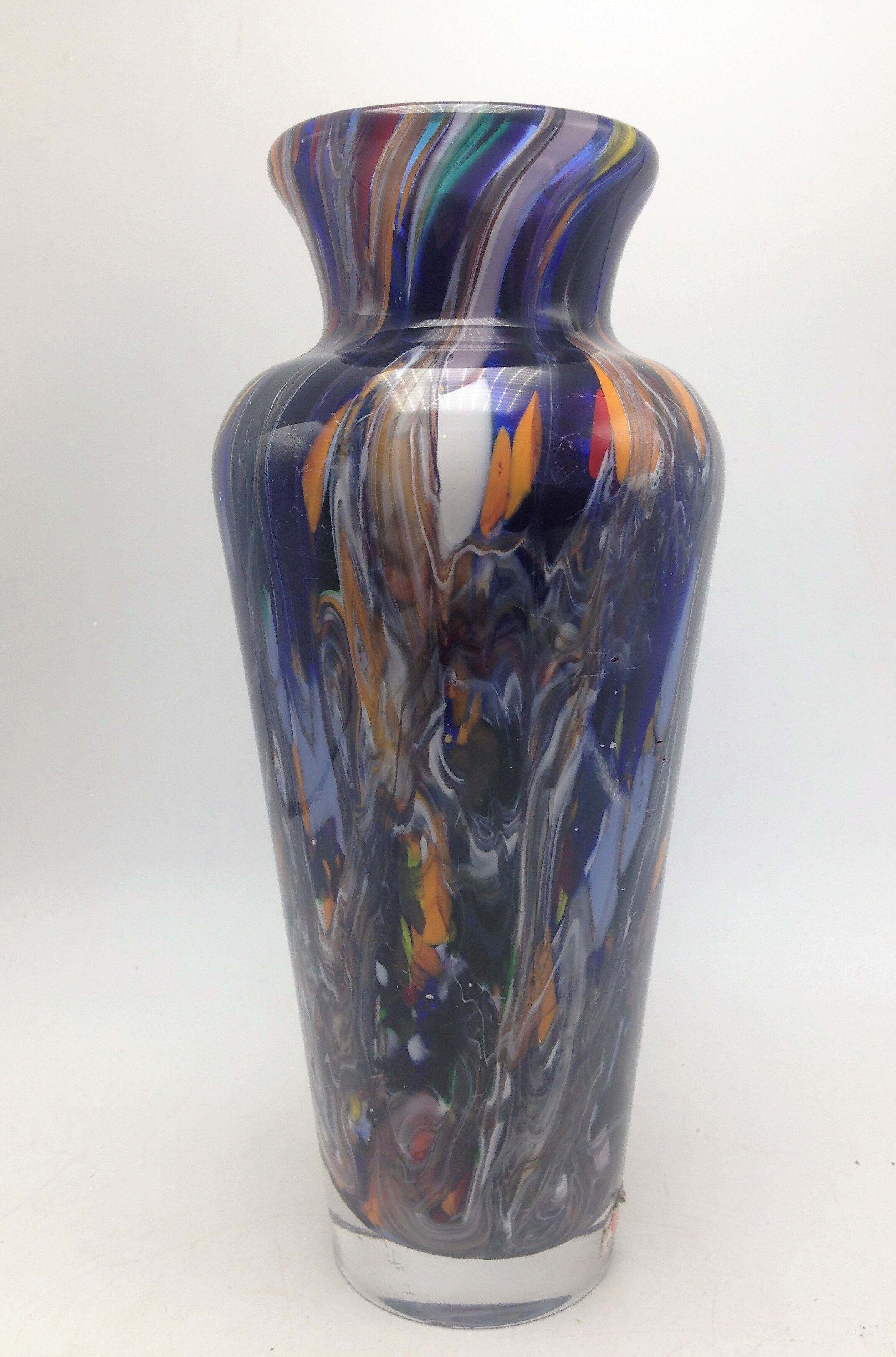 Boheme vase in multicolored thick glass splashes height 27 cm