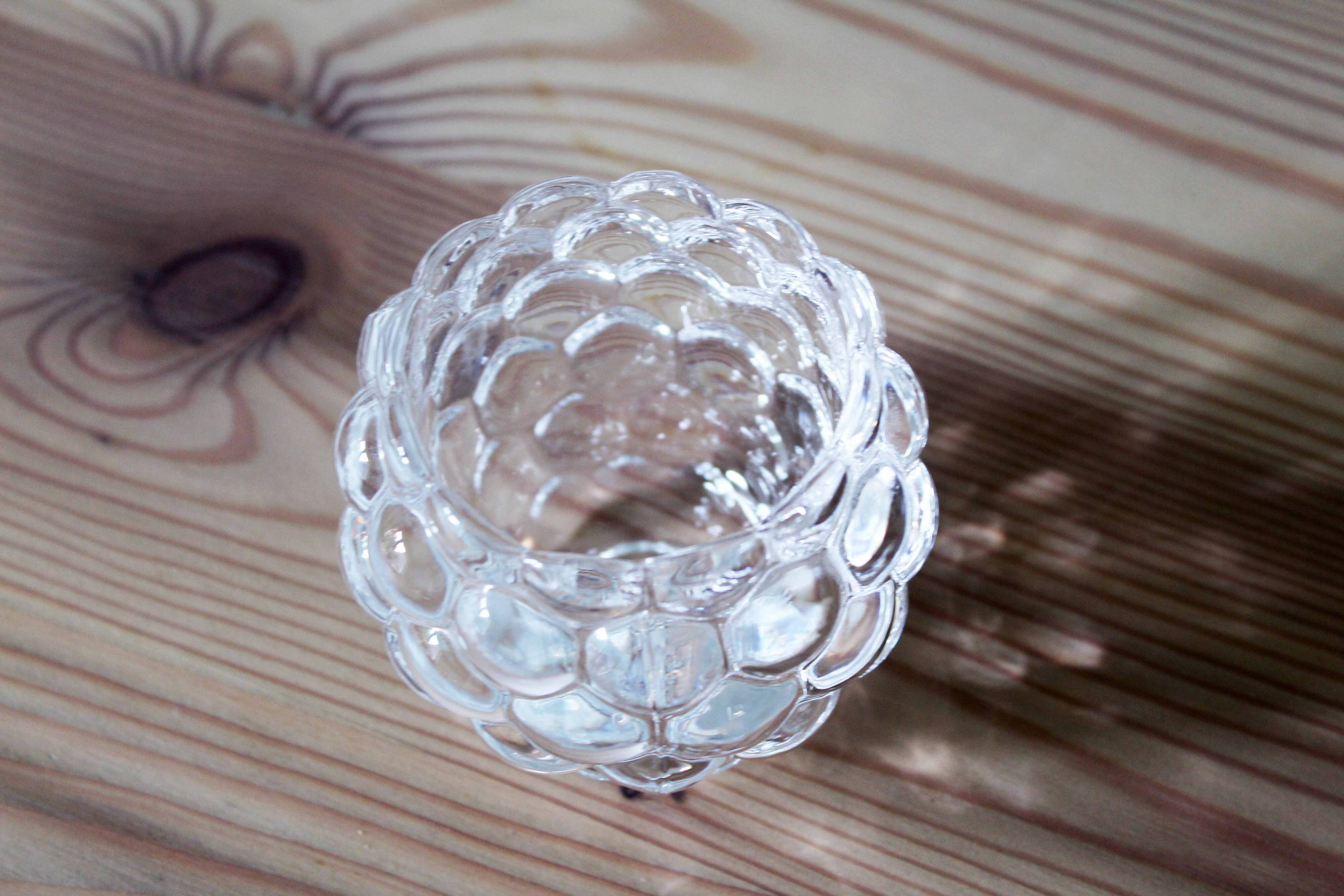 Raspberry-shaped glass tealight holder