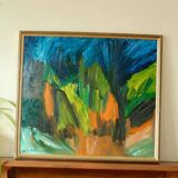 Huile sur panneau suédoise originale vintage – « Abstrait »