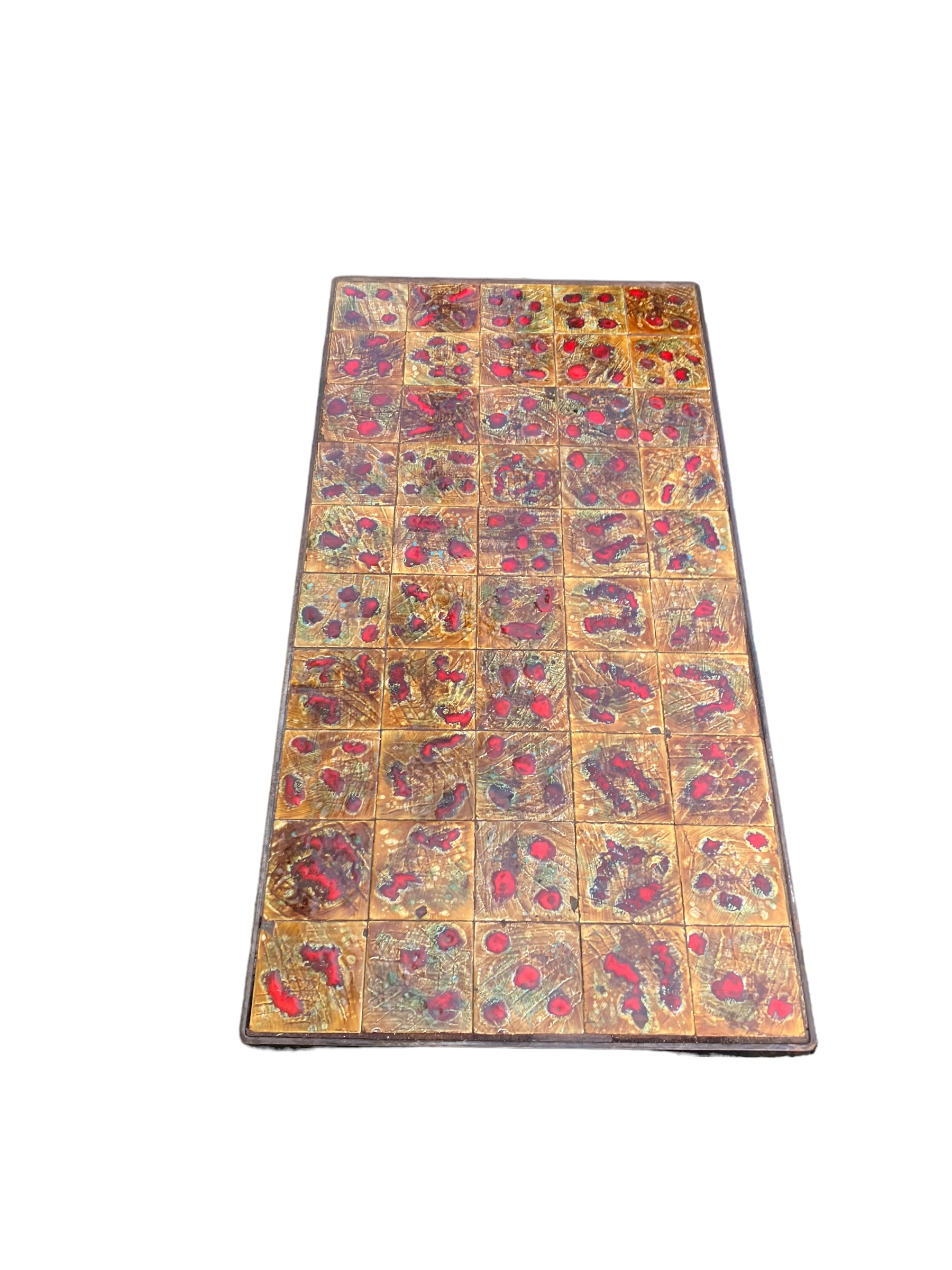 Midcentury coffee table in ceramic and cast iron