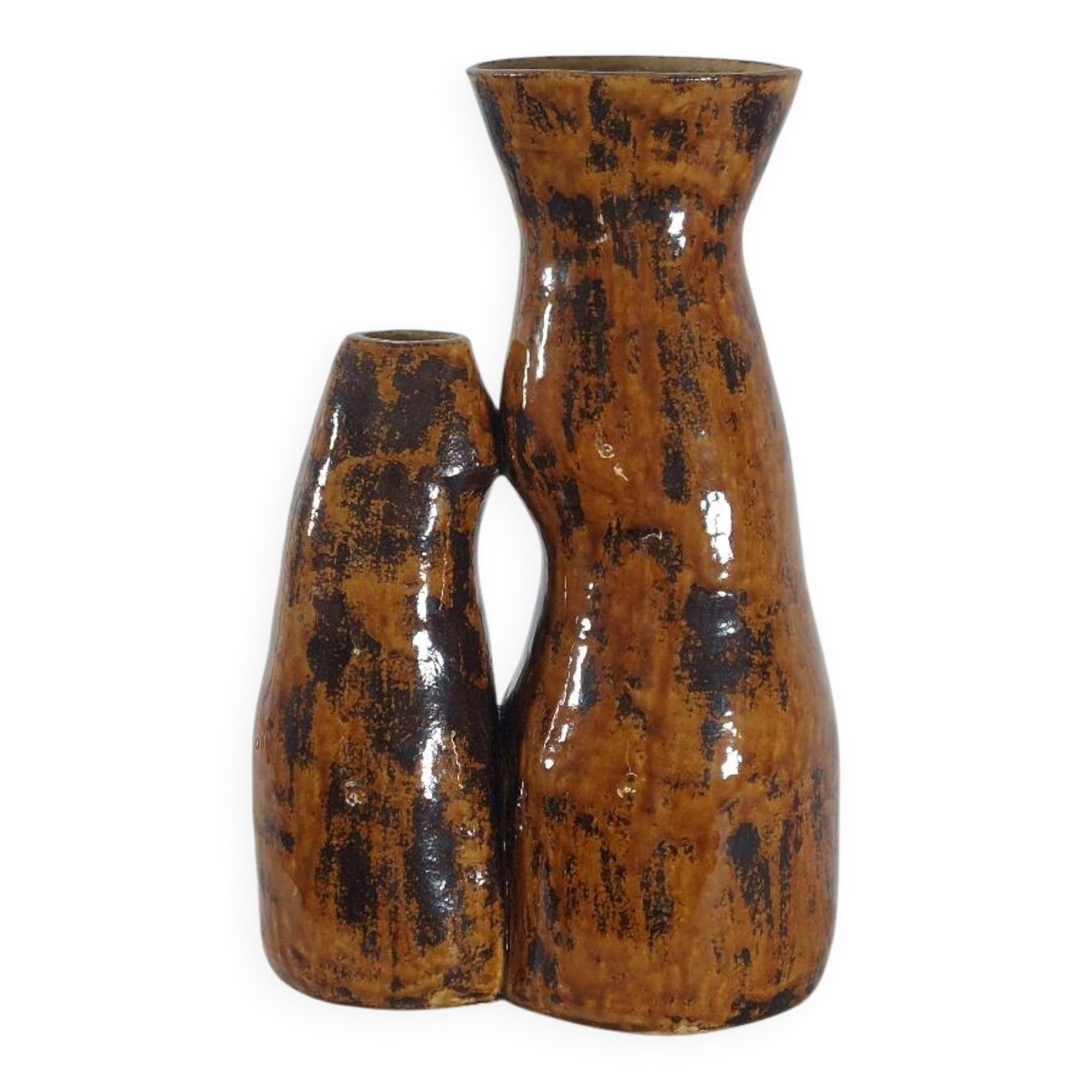 Vintage brutalist ceramic twin vase