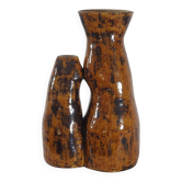 Vintage brutalist ceramic twin vase