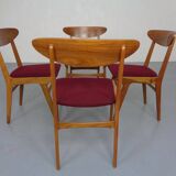 Mid-Century Walnut Dining Chairs, 1960s, Set of 4