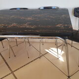 Table and 6 chairs in black formica marble effect