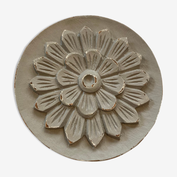 Patinated carved wooden rondel