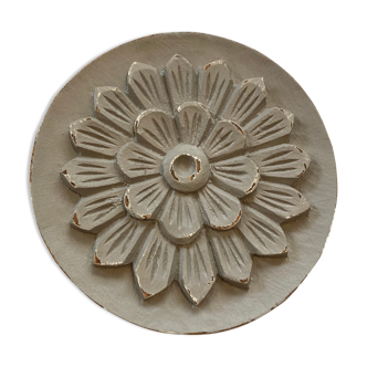 Patinated carved wooden rondel
