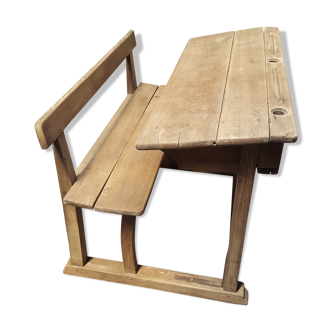 Table avec banc d'école d'époque