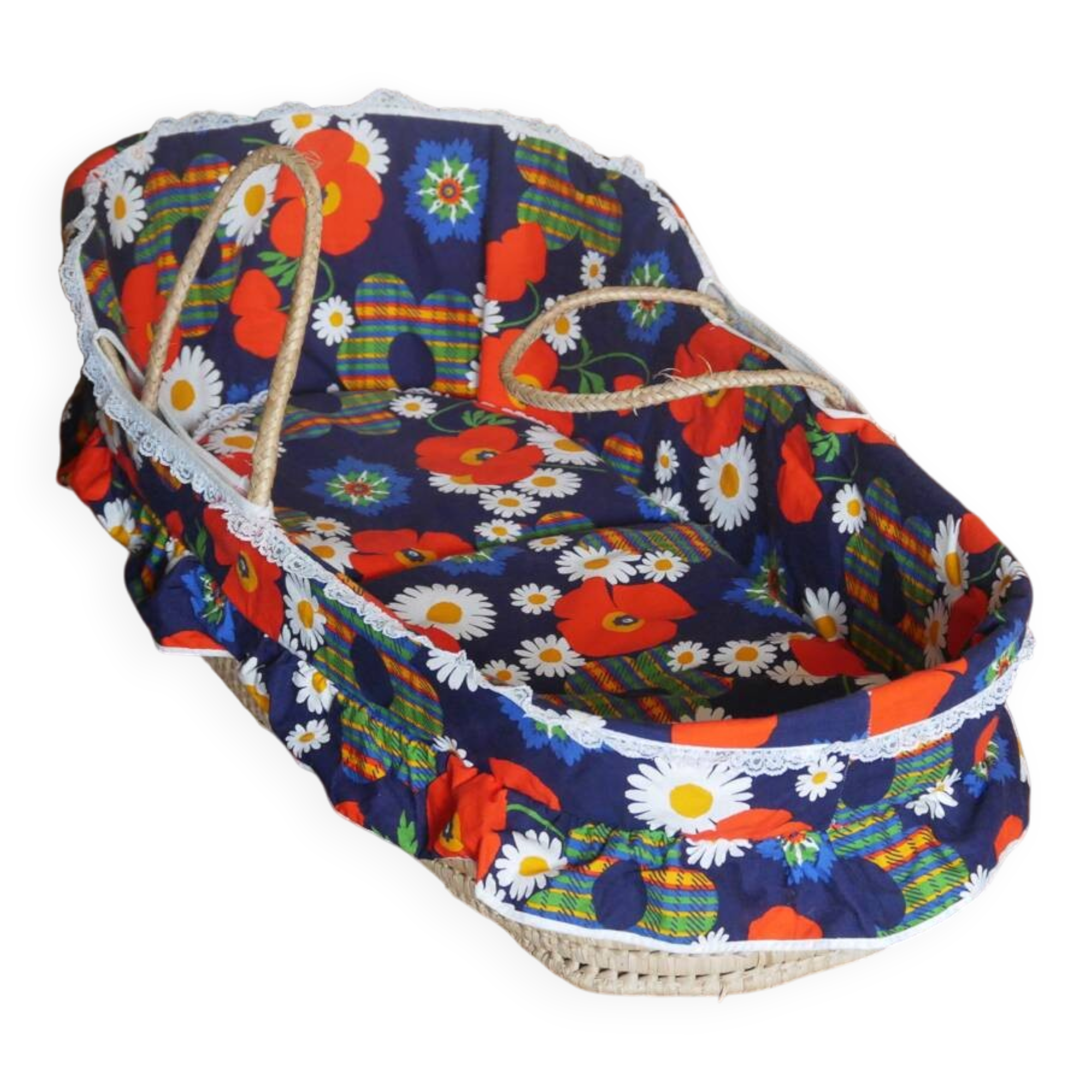 Couffin bébé en osier avec matelas (vintage)