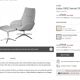 Fauteuil en cuir avec repose-pieds. Modèle Lotus. Edition: Kebe. Danemark