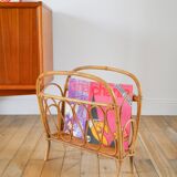 Bamboo/rattan magazine rack, 1960s