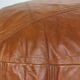 Pouf en cuir de couleur cognac 1960