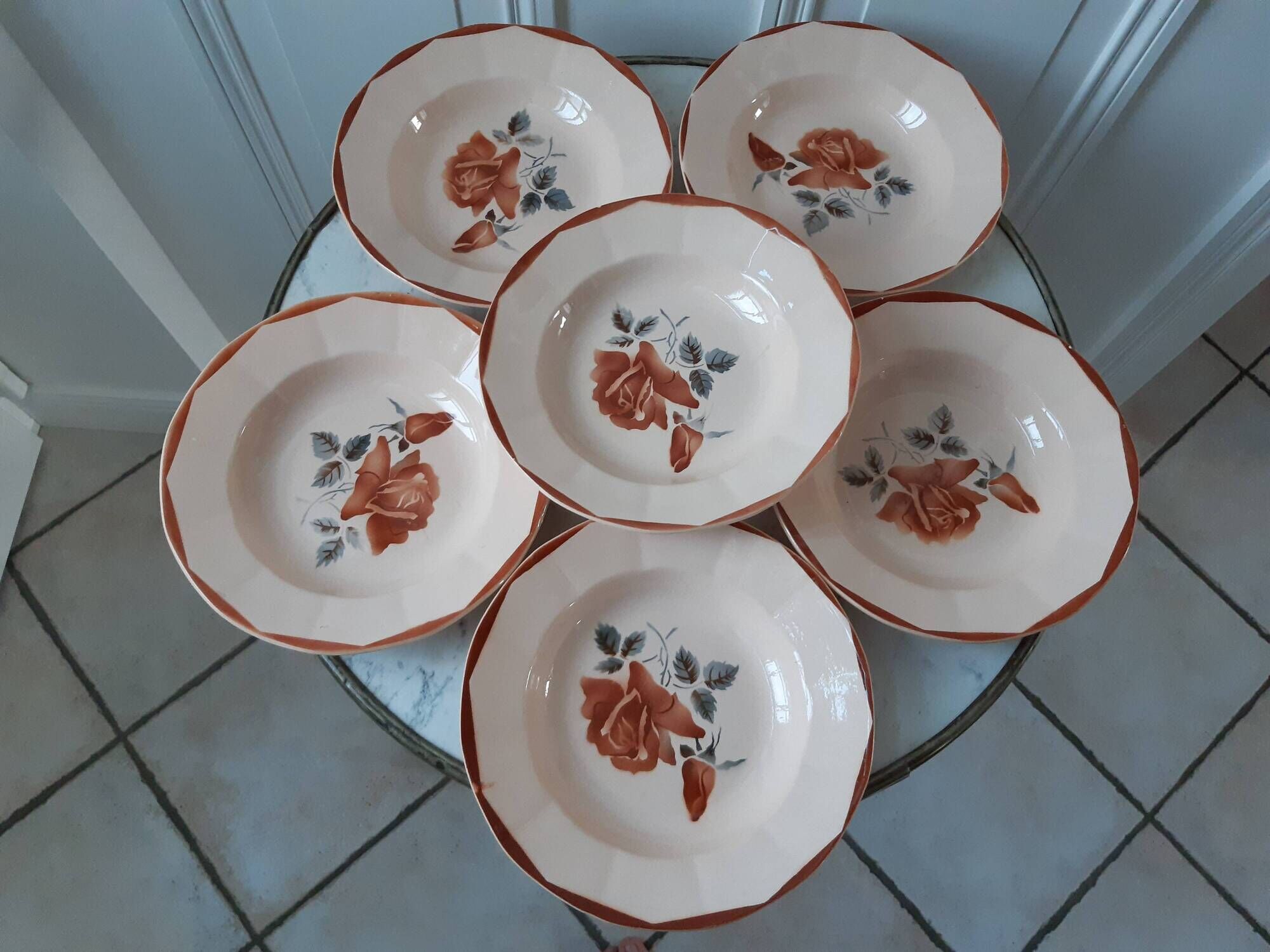 Set of 6 hollow plates Digoin Sarreguemines 30s