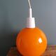 70s space age orange glass globe ball pendant light