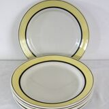 6 vintage Badonviller earthenware flat plates