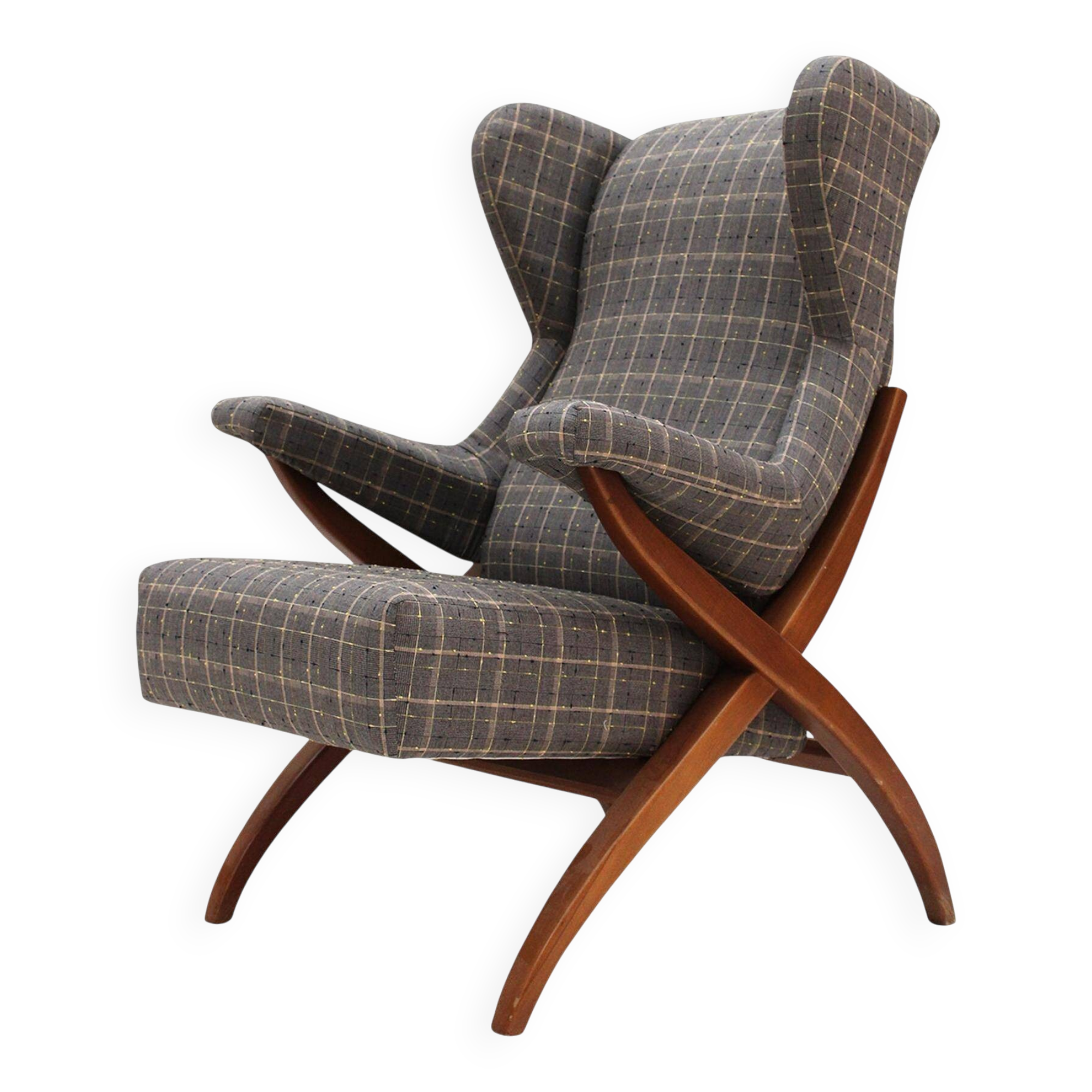 Mid-Century Franco Albini Fiorenza Graphite-blue Wool Ash Italian 1950 Armchair