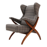 Mid-Century Franco Albini Fiorenza Graphite-blue Wool Ash Italian 1950 Armchair