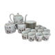 Vintage, coffee service, tea, Limoges, Flowers, cipher, 11 cups and under cups, teapot, 27 pieces