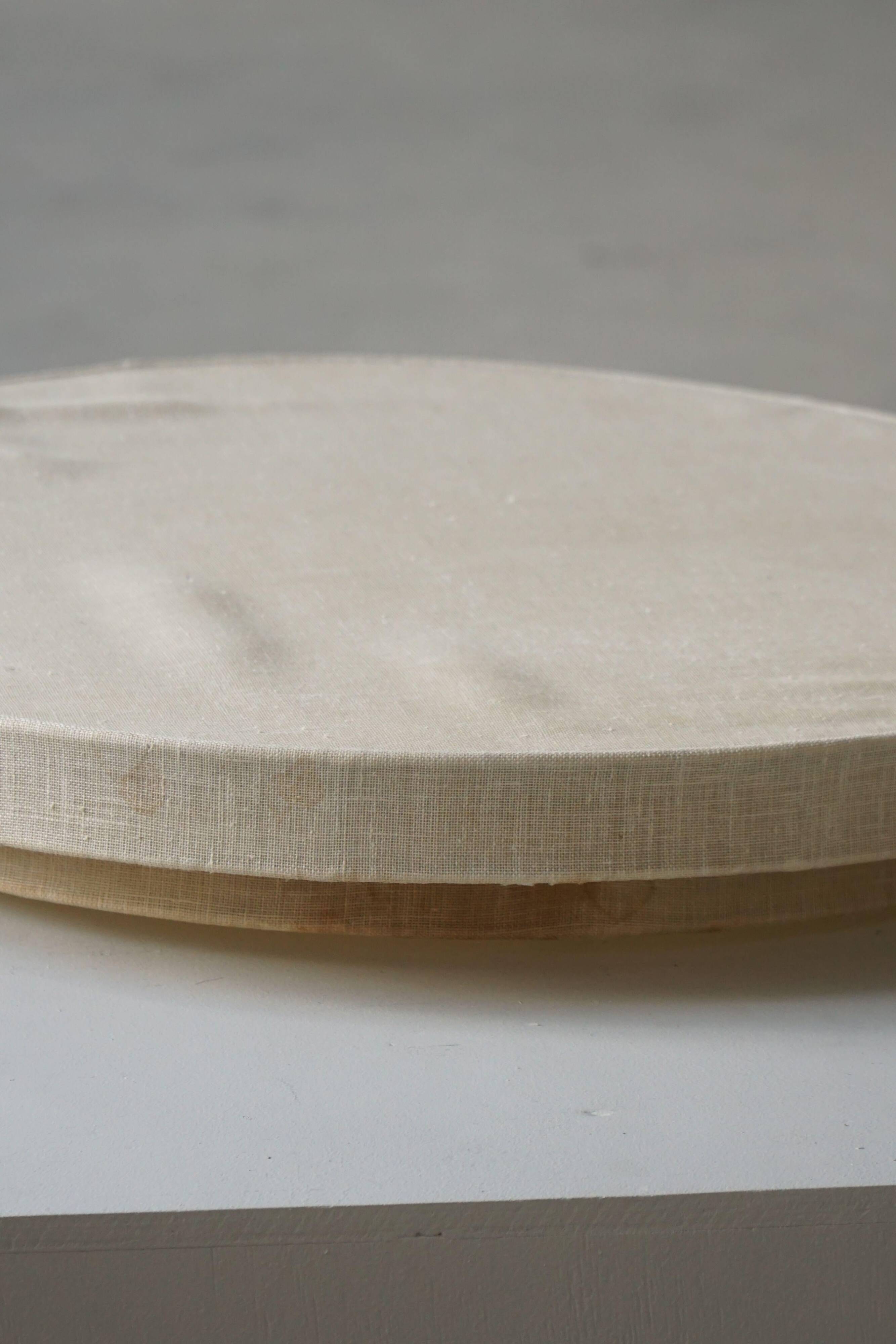 Mid-Century Modern, large round ceiling light in linen, Sweden, 1960s