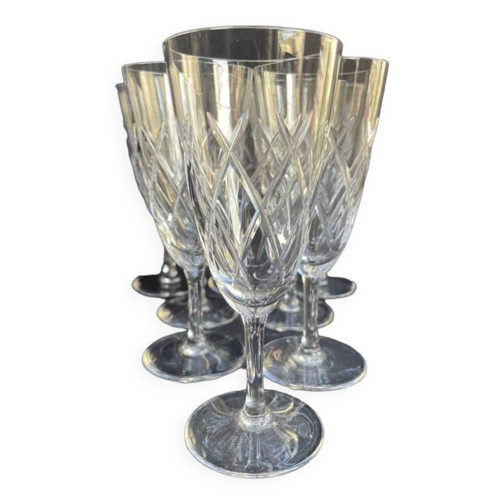 8 champagne flutes - cut crystal – cristalleries royales de champagne
