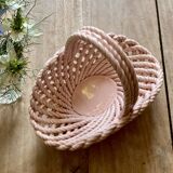 Vintage pink woven ceramic basket