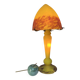 Contemporary mushroom lamp in amber-tinted yellow glass paste, height 58 cm