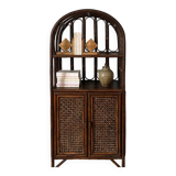 Vintage rattan and caning shelf bookcase