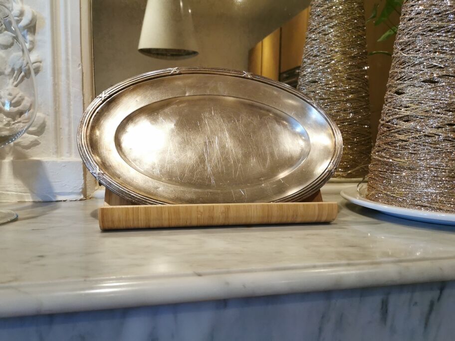 2 silver metal trays hotel bellevue