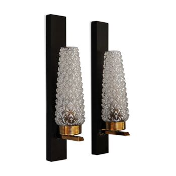 Brass and glass wall lamps from the years 50