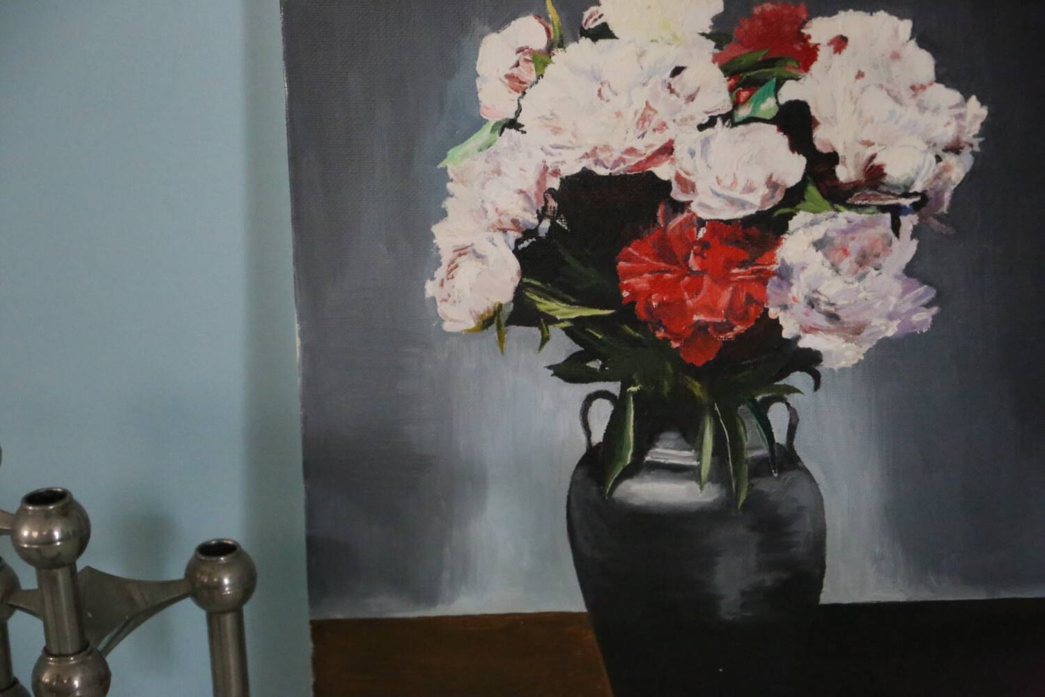 Painting Bouquet, still life, signed Marlier