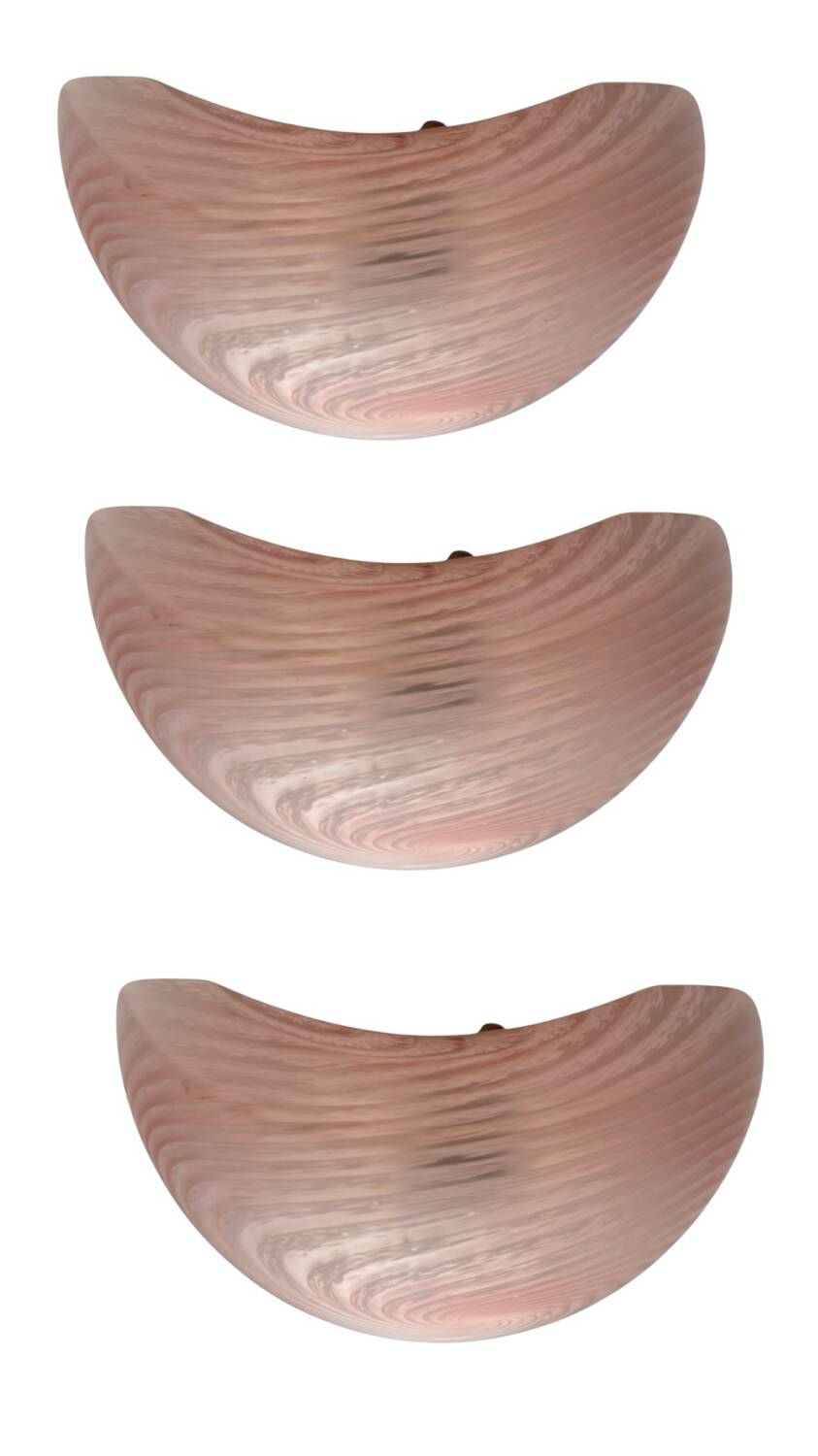 Lot de 3 appliques en verre de Murano rose des années 1970