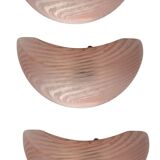 Lot de 3 appliques en verre de Murano rose des années 1970