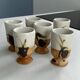 Set of 6 vintage ceramic footed coffee cups – artisanal style