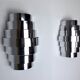 Pair of Chrome wall lamps, half-moon, Italy, 1970