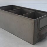 Set of 5 metallic gray industrial drawer lockers from the 60s