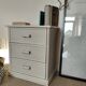 Vintage cane chest of drawers with 3 drawers - white patinated wood - seaside spirit