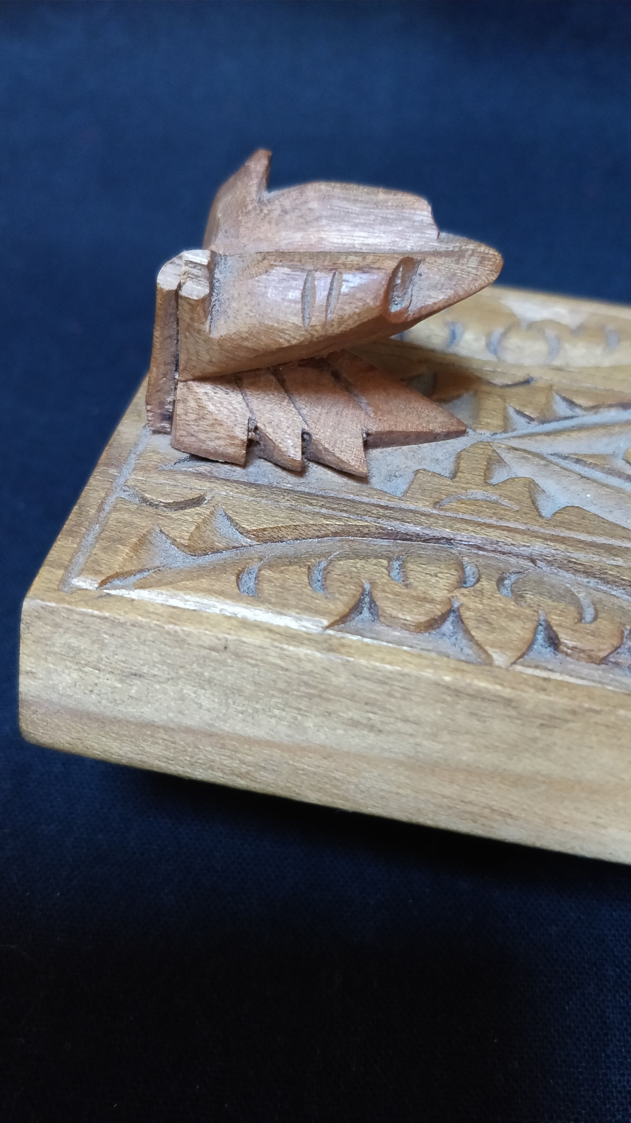 Carved wooden box