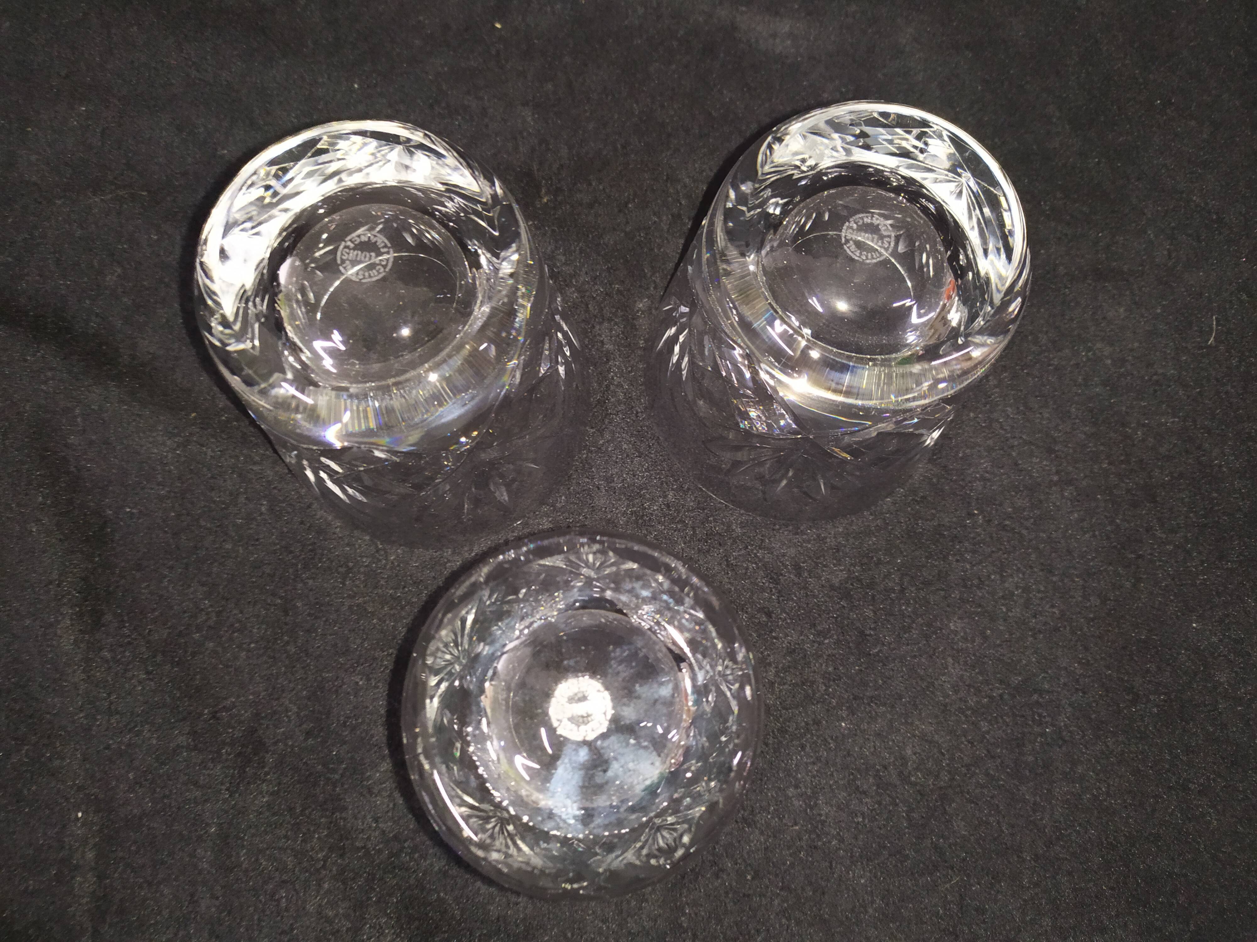 lot of 3 glass cup saint louis crystal massenet